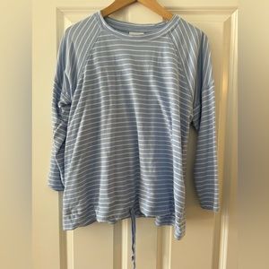 J.Jill cute blue white striped cotton sweatshirt top size medium